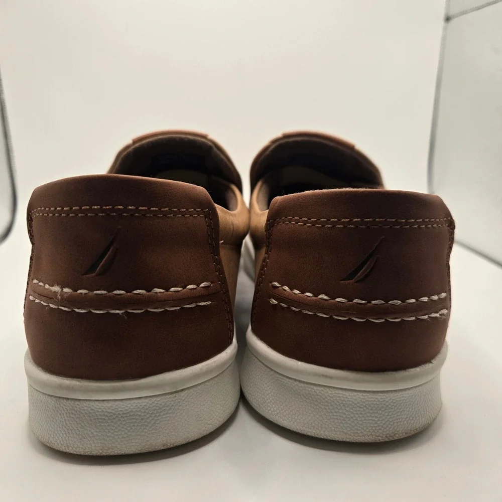Nautica Derwin Slip On Loafers Mens Size 8 Tan Moc Toe Casual Shoes (S11)